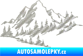 Samolepka Krajina hory 007 pravá 3D karbon stříbrný