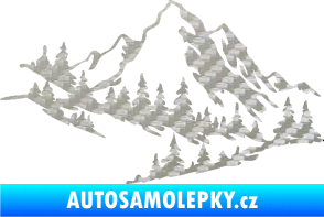 Samolepka Krajina hory 007 levá 3D karbon stříbrný