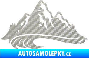Samolepka Krajina hory 008 levá 3D karbon stříbrný