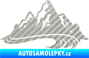 Samolepka Krajina hory 008 pravá 3D karbon stříbrný