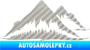 Samolepka Krajina hory 011 pravá 3D karbon stříbrný