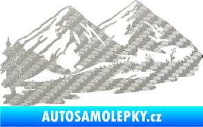 Samolepka Krajina hory 012 levá 3D karbon stříbrný