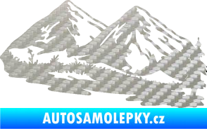 Samolepka Krajina hory 012 pravá 3D karbon stříbrný