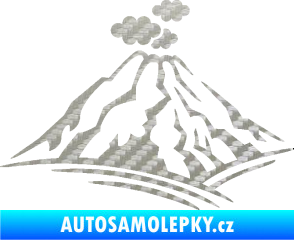 Samolepka Krajina hory 018 levá 3D karbon stříbrný