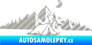 Samolepka Krajina hory 023 pravá kempování 3D karbon stříbrný