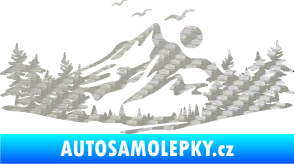 Samolepka Krajina hory 027 pravá 3D karbon stříbrný