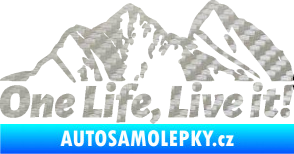 Samolepka Krajina hory 029 levá 3D karbon stříbrný