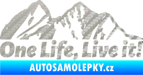 Samolepka Krajina hory 029 pravá 3D karbon stříbrný