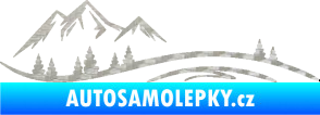 Samolepka Krajina hory 036 levá 3D karbon stříbrný
