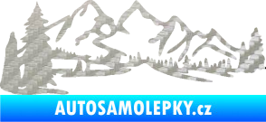 Samolepka Krajina hory 038 levá 3D karbon stříbrný