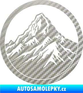 Samolepka Krajina hory 041 pravá v kruhu 3D karbon stříbrný