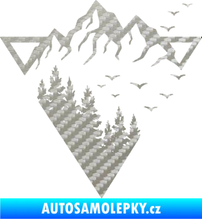 Samolepka Krajina hory 042 pravá magický trojúhelník 3D karbon stříbrný