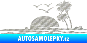 Samolepka Krajina moře 001 pravá karavan na cestách 3D karbon stříbrný