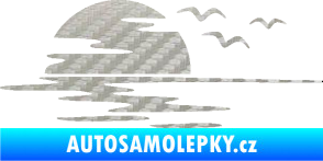 Samolepka Krajina moře 003 levá západ slunce odraz na hladině 3D karbon stříbrný