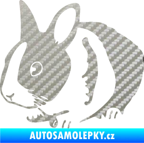 Samolepka Králík 002 levá zakrslý králíček 3D karbon stříbrný