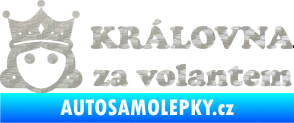 Samolepka Královna za volantem nápis 3D karbon stříbrný