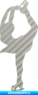 Samolepka Krasobruslení 003 levá krasobruslařka 3D karbon stříbrný