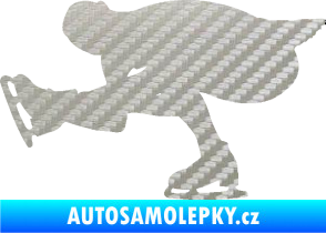 Samolepka Krasobruslení 007 levá krasobruslařka 3D karbon stříbrný