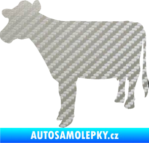 Samolepka Kráva 001 levá 3D karbon stříbrný
