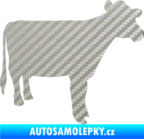 Samolepka Kráva 001 pravá 3D karbon stříbrný