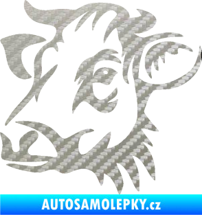 Samolepka Kráva 004 levá 3D karbon stříbrný