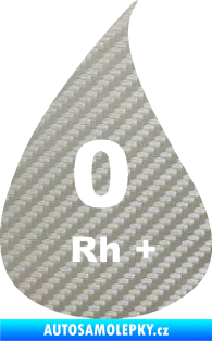 Samolepka Krevní skupina 0 Rh+ kapka 3D karbon stříbrný