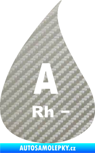 Samolepka Krevní skupina A Rh- kapka 3D karbon stříbrný