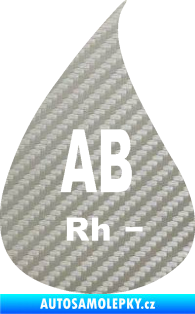 Samolepka Krevní skupina AB Rh- kapka 3D karbon stříbrný