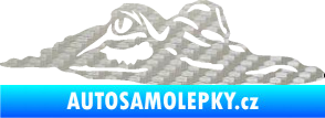Samolepka Krokodýl 003 pravá hlava na hladině 3D karbon stříbrný