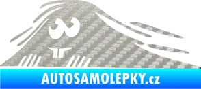 Samolepka Kuk 004 levá zubatý šmíráček 3D karbon stříbrný