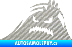 Samolepka Kuk 005 levá vzteklý šmírák 3D karbon stříbrný