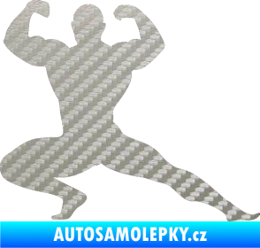 Samolepka Kulturista 015 pravá 3D karbon stříbrný