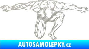 Samolepka Kulturista 016 pravá 3D karbon stříbrný