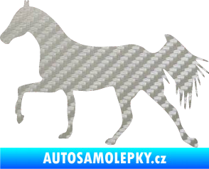 Samolepka Kůň 001 levá 3D karbon stříbrný