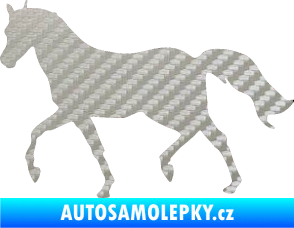 Samolepka Kůň 003 levá 3D karbon stříbrný