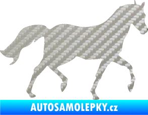 Samolepka Kůň 003 pravá 3D karbon stříbrný