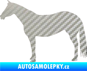 Samolepka Kůň 007 levá 3D karbon stříbrný