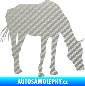 Samolepka Kůň 008 pravá 3D karbon stříbrný