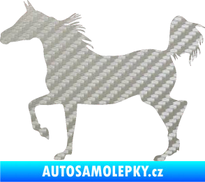 Samolepka Kůň 009 levá 3D karbon stříbrný