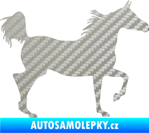 Samolepka Kůň 009 pravá 3D karbon stříbrný