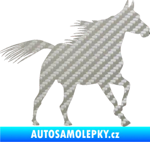 Samolepka Kůň 010 pravá 3D karbon stříbrný