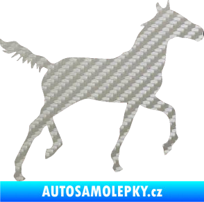 Samolepka Kůň 011 pravá 3D karbon stříbrný
