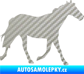 Samolepka Kůň 012 pravá 3D karbon stříbrný