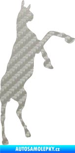 Samolepka Kůň 016 pravá 3D karbon stříbrný