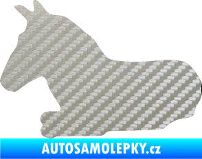 Samolepka Kůň 017 levá ležící 3D karbon stříbrný