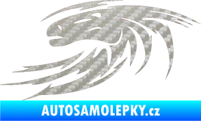 Samolepka Kůň 023 levá hlava s vlající hřívou 3D karbon stříbrný