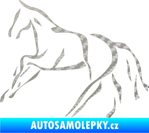 Samolepka Kůň 024 levá 3D karbon stříbrný