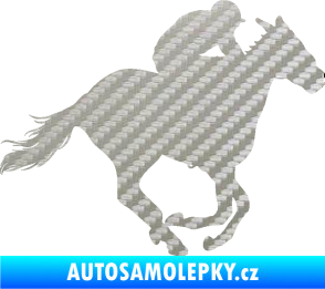 Samolepka Kůň 035 pravá 3D karbon stříbrný