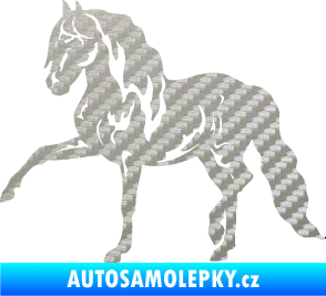 Samolepka Kůň 039 levá 3D karbon stříbrný
