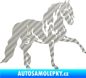 Samolepka Kůň 039 pravá 3D karbon stříbrný